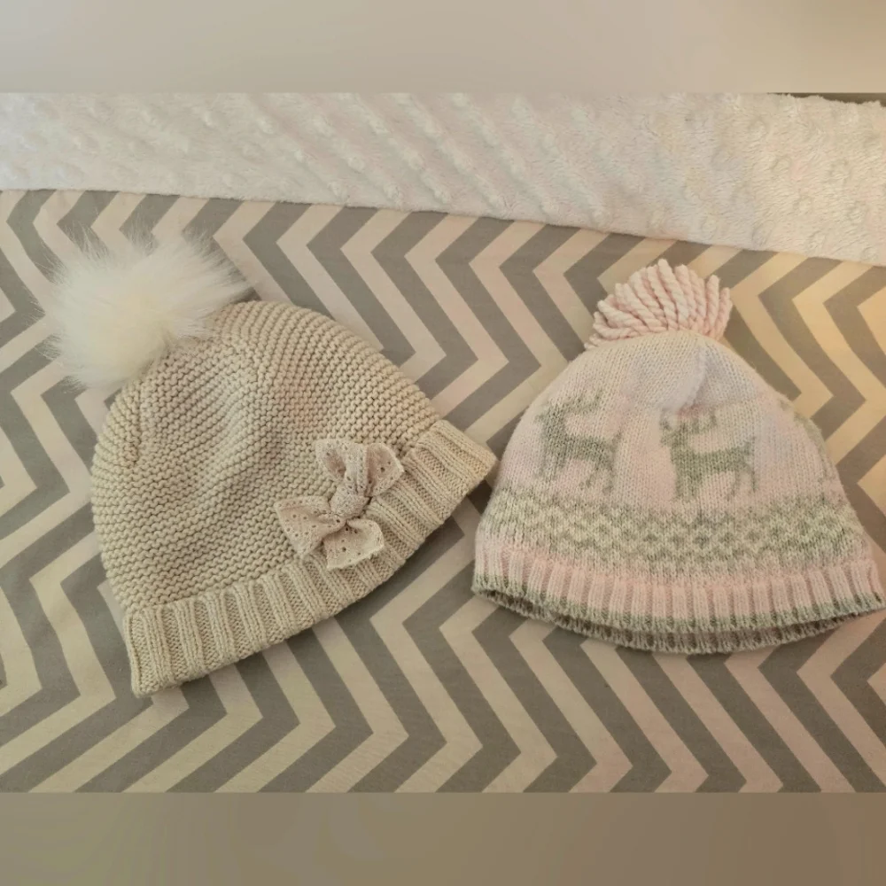 Janie and Jack Fair Isle Pink Winter Baby Girl Pom Pom Hat